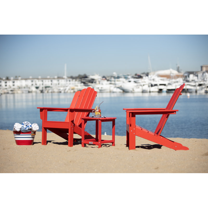 Ensemble de chaises et de chaises Adirondack d'extérieur en PEHD LuXeo Marina, 3 pièces, Rouge