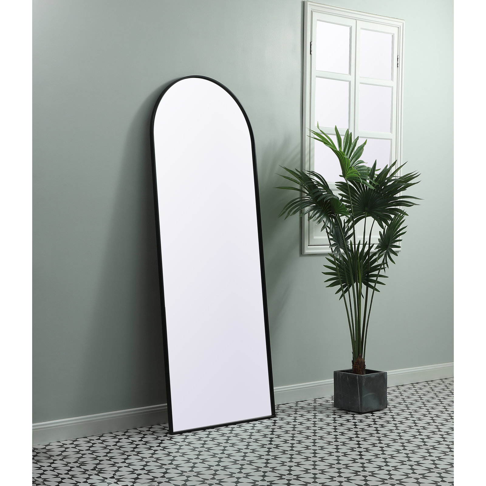 Sabine Metal Arch Wall Mirror, Black, 74" x 28"
