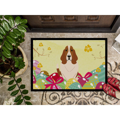 Basset hound 36 po x 24 po tapis de porte extérieur antidérapant
