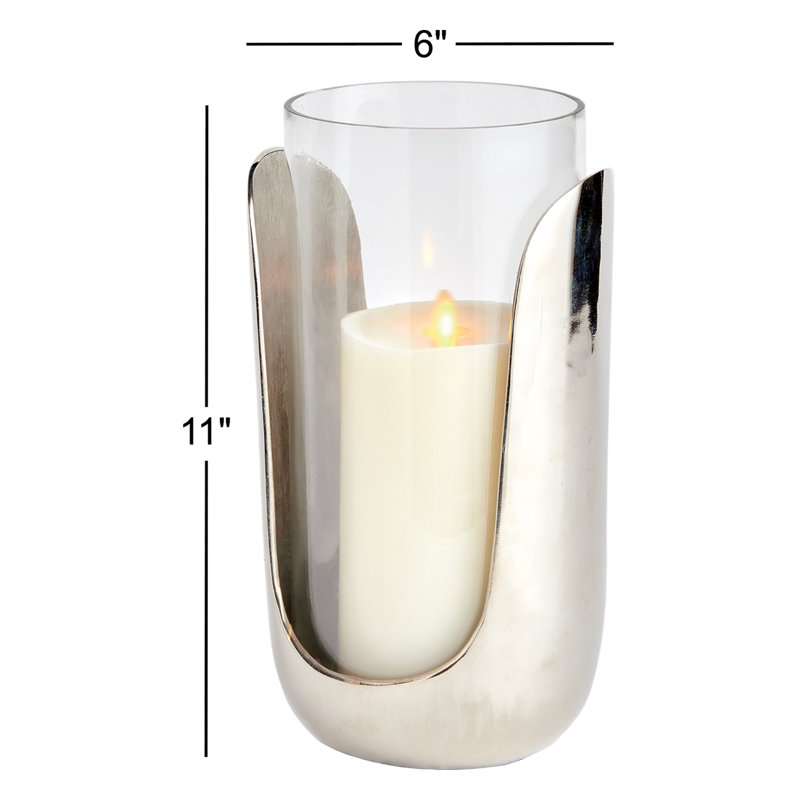 Hurricane Candle Holder, 11" H x 6" W x 6" D, Silver