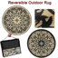 Tapis de patio extérieur rond de 8 pi Tapis d'extérieur imperméables et imperméables Tapis de paille réversibles pour enfants