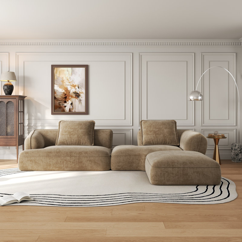 Canapés modernes spacieux avec confort en mousse, design blanc cassé pour la maison