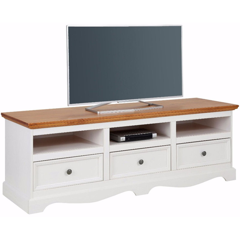 Ruth Unfinished TV Stand for TVs up to 70", White/Brown