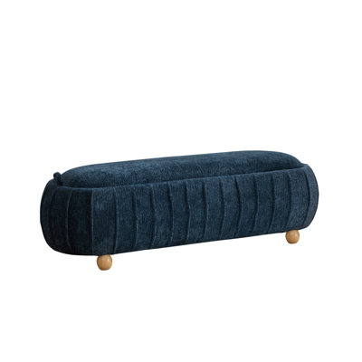 Flip-top Storage Ottoman Bench, Chenille Upholstered Footrest Bench with Rubber Wood Legs for Living Room Entryway Bedroom Dormitory