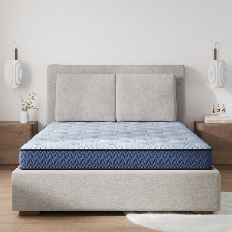 Matelas hybride, Lit simple, Bleu, 8"