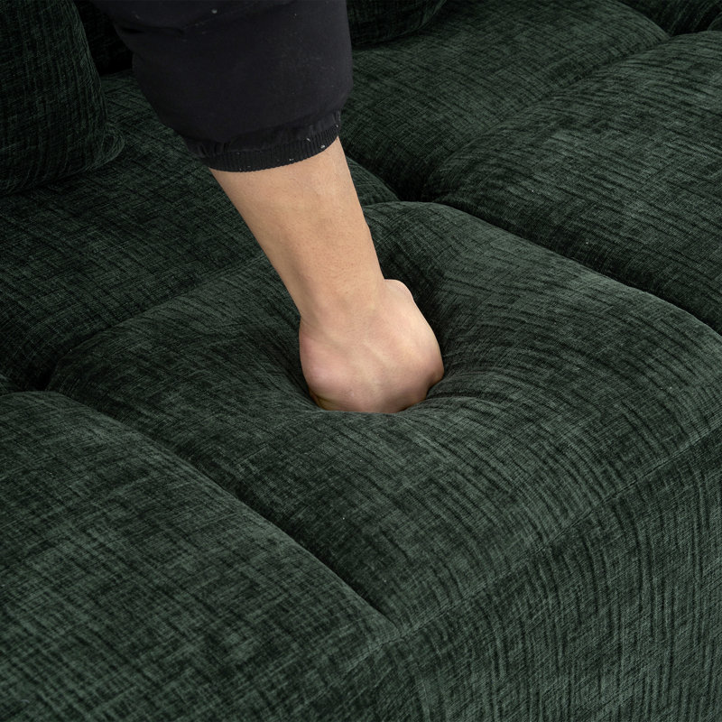 2 - Piece Upholstered Sectional, Green Chenille