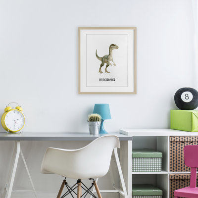 Meet The Velociraptor Framed Print Under Glass, design by Christine Simpson Art