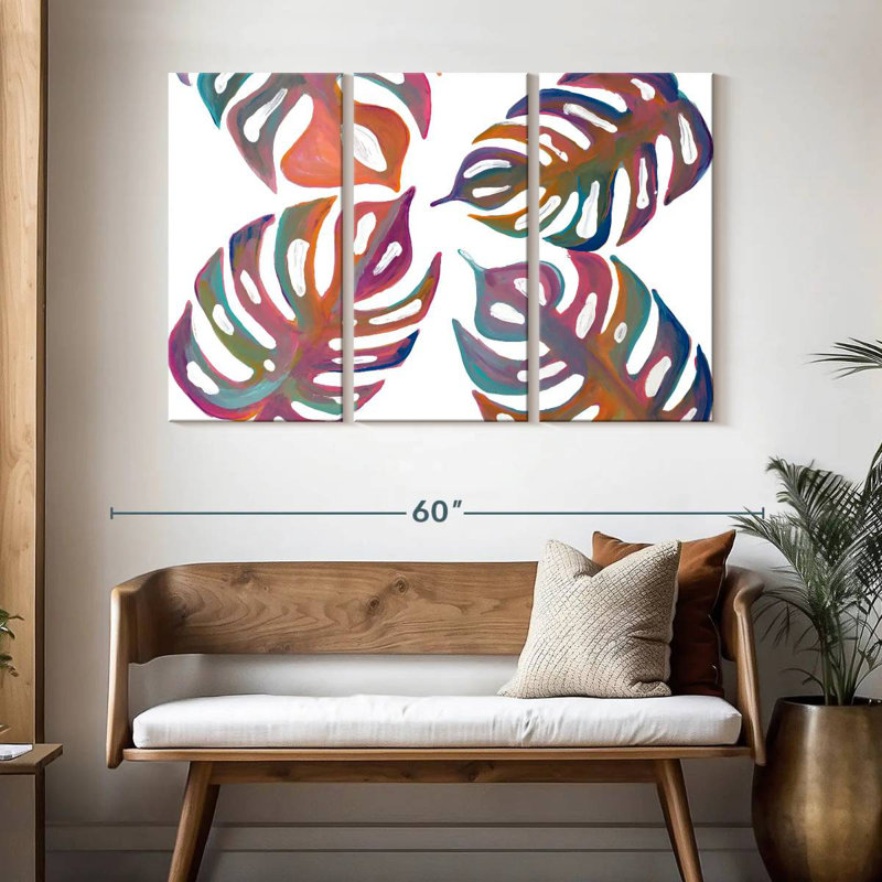 Harnek feuilles de palmier colorées IV, H 32 po x l 50 po