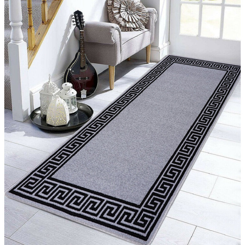 Jaqueline Non-Slip Indoor Doormat, Grey/Black, 80 x 300cm