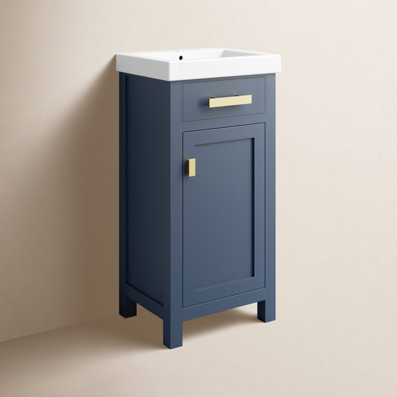 Caitlyn 17.3'' Single Bathroom Vanity with Ceramic Top, Monarch Blue