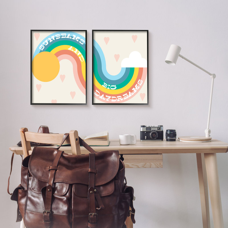 «Rainbow Cloud Daydream Quote Heart Patten Design» par Daphne Polselli - ensemble de 2 impressions