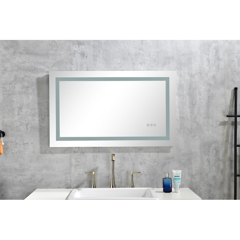 Miroir de salle de bain à DEL avec éclairage avant et arrière, anti-buée, mémoire
