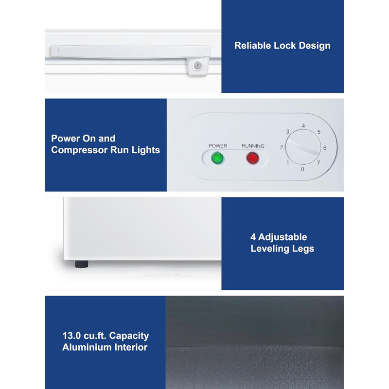 BLACK+DECKER 13 Cu. Ft. Chest Freezer, Deep Freezer with Top Opening, Freezer Chest with 2 Removable Storage Baskets, Mechanical Temperature Control, Manual Defrost, R600a Refrigerant,BCF1300E,White
