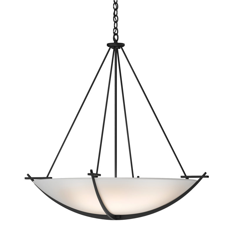 Compass 3 - Light Unique / Statement Bowl Pendant, Opal Glass, Black
