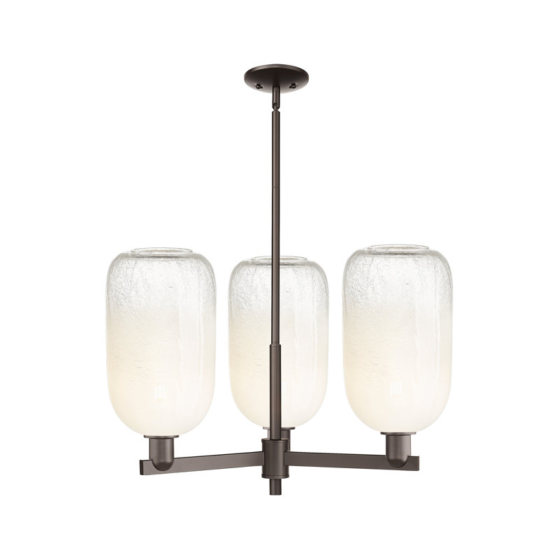Lustre suspendu 3 lumières Gateshead, Opale, Bronze frotté à l'huile