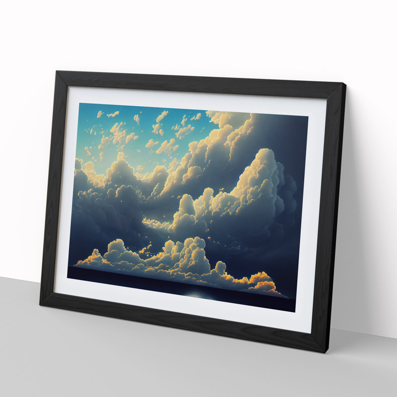 Bright Cloudy Sky - Single Picture Frame Print, Black Framed, 46cm H x 64cm W x 2cm D