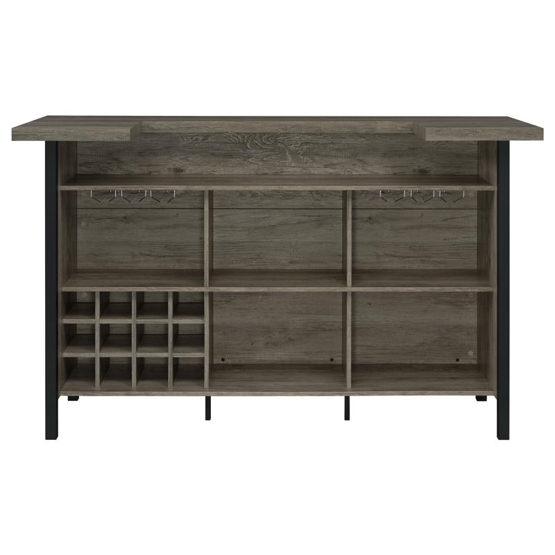 Bar à cattan avec rangement pour bouteilles de vin, Gris clair