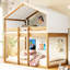 Lit superposé simple en bois massif avec tente - Design de chambre à coucher attrayant