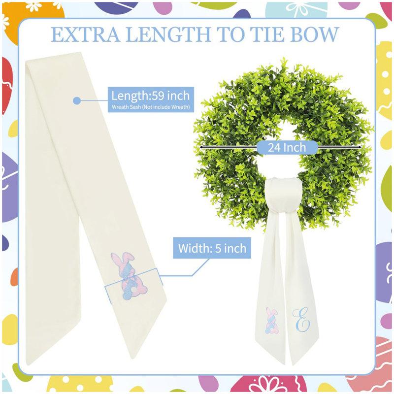 59" Long Easter Wreath Sash