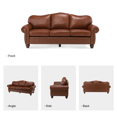 Eugene 81" Traditional Genuine Leather Sofa