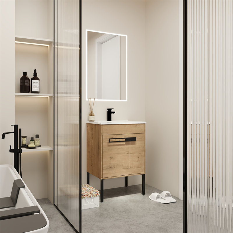 Ensemble de meuble-lavabo simple 36 po, Brun