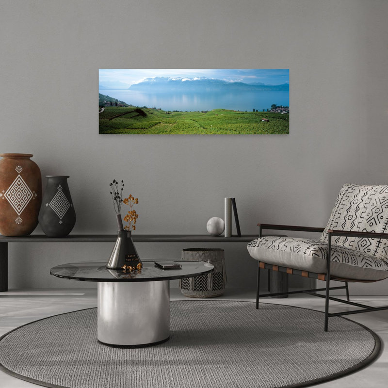 Vineyard At The Lakeside Lake Geneva Switzerland by Bo Brännhage - Wrapped Canvas Panoramic Print, 30.48 cm H x 91.44 cm W