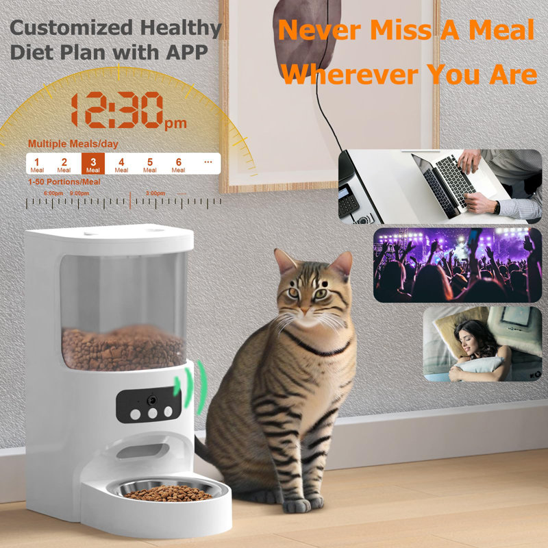 Smart Automatic Cat Feeder with Camera & 2-Way Audio
