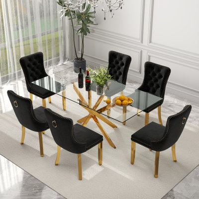 Rectangle Glass Dining Table Set