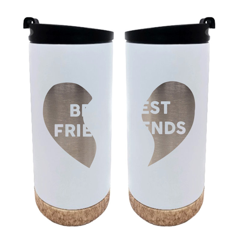 Best Friends 16 oz. Bouteille d'eau en acier inoxydable à double paroi, Blanc