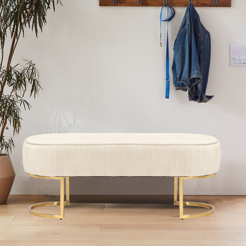 Duppstadt Velvet Upholstered Bench, Beige