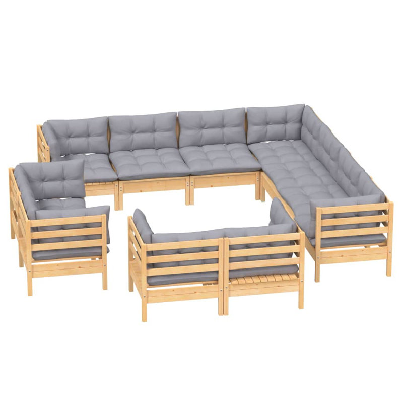 Canapé modulaire d'extérieur réversible avec coussins Krasnoo, Gris, Gris