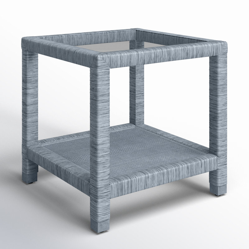 Pine Isle Glass End Table, Sea Glass