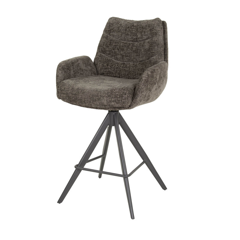 Knierim Upholstered Counter Stool with Metal Frame, White