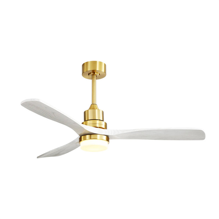 52 Inch Ceiling Fan With Dimmable Led Light 3 Solid Wood Blades Remote Control Reversible DC Motor For Living Room