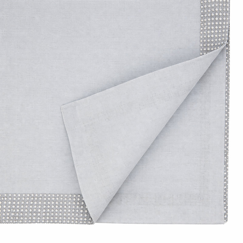 Chemin de table blanc à bordure cloutée 16 po x 90 po, L 90 po x l 16 po, Blanc