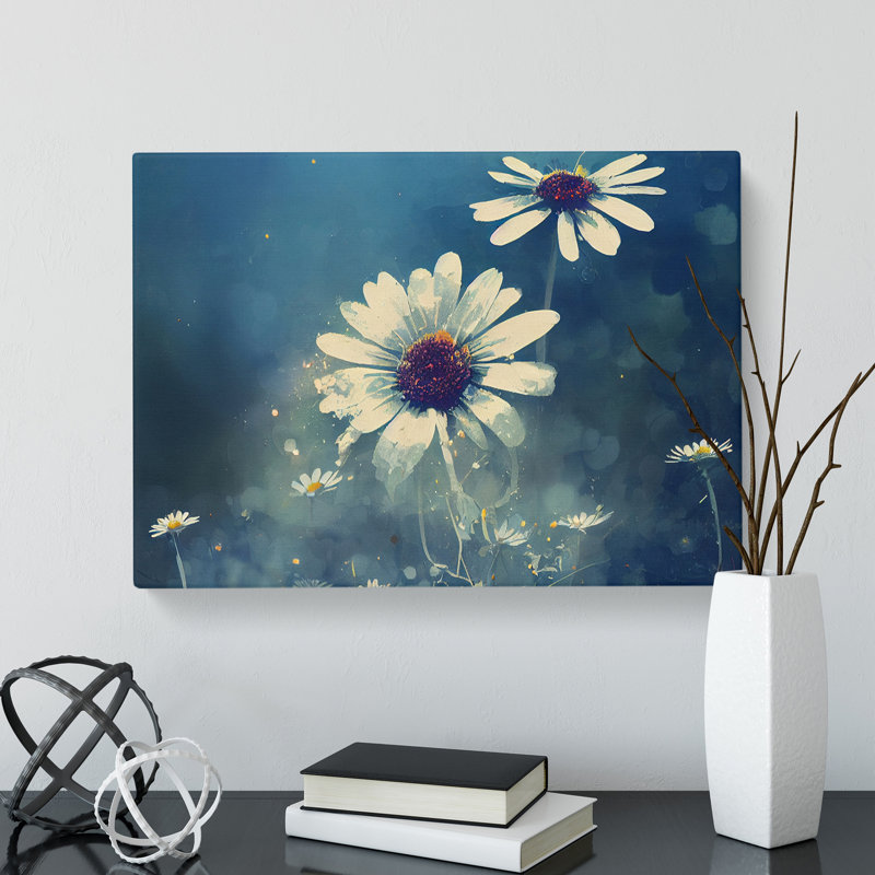 Glamorous Daisy Flowers - Wrapped Canvas Print, 35cm H x 50cm W x 3cm D