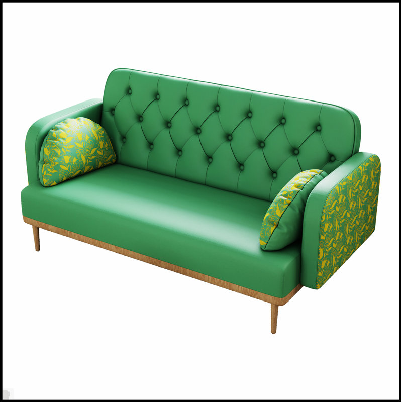 Canapé-lit rembourré avec motif tulipe et 2 coussins décoratifs, pour un siège élégant et confortable dans n'importe quelle pièce
