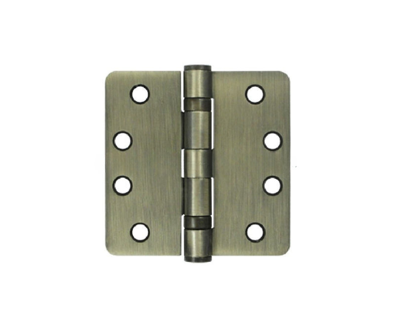 Deltana S44R4HDB5 4" x 4" x 1/4" Radius Hinge, HD, Ball Bearings in Antique Brass Pair, Antique Brass