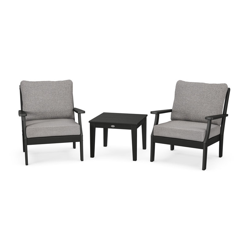 Braxton 3-Piece Deep Seating Set, Black, Gray Revolution®