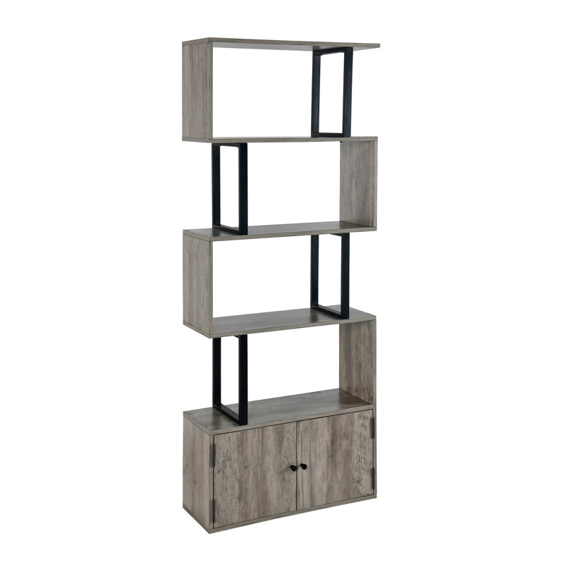 Urbain 174.5cm H x 70cm W Geometric Bookcase, Grey/Black