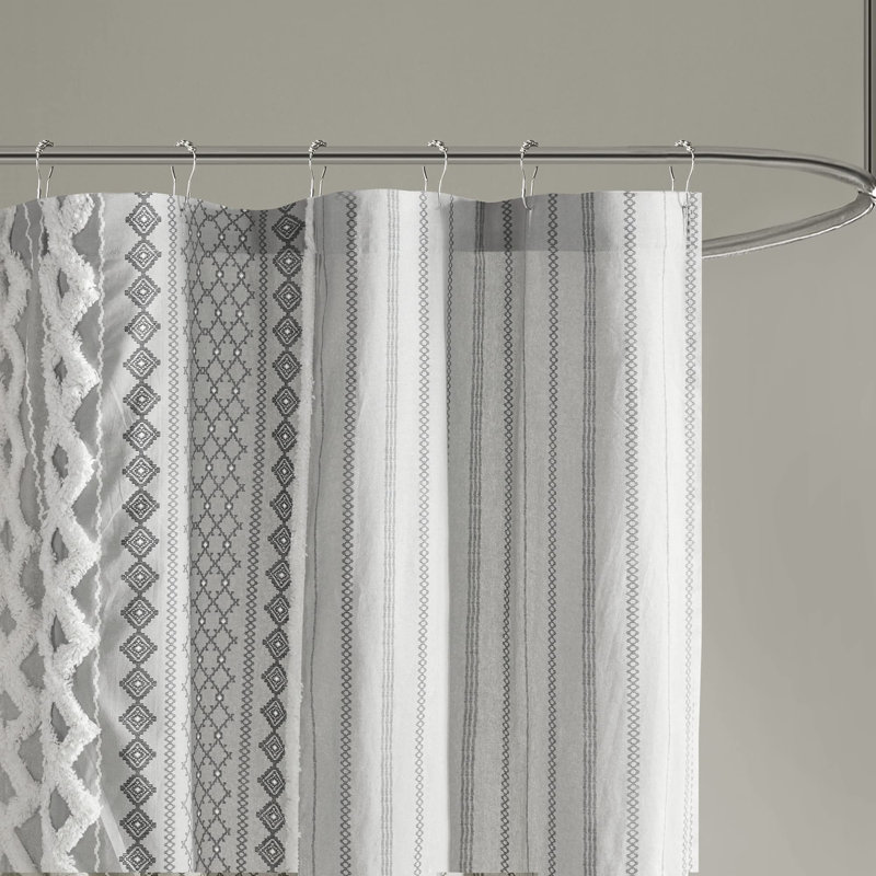 Ahnaish Cotton Shower Curtain, Grey
