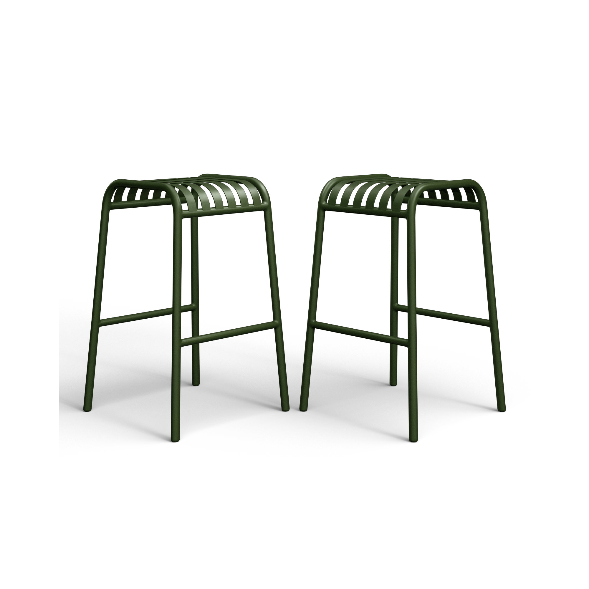 Abra 29.7'' Backless Outdoor Bar Stool, Dark Green