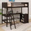 Lit mezzanine simple avec tablettes et bureau, lit mezzanine en bois avec bureau-1742409717