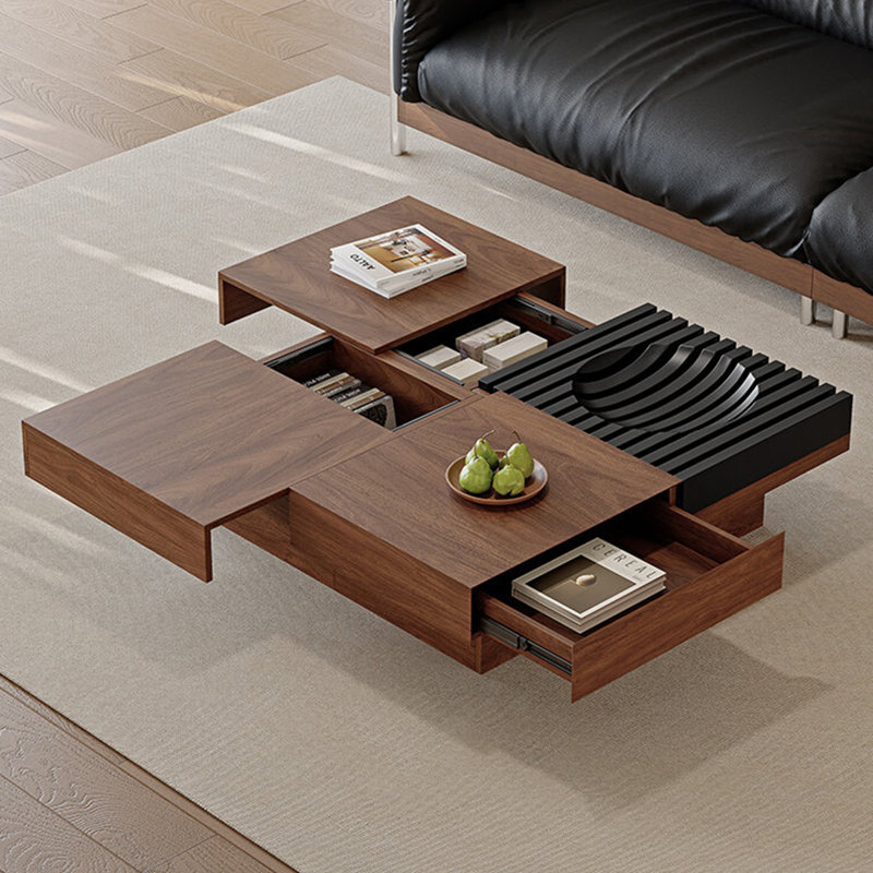 Table basse carrée moderne de style nordique, 11.8" H x 39.4" L x 39.4" W