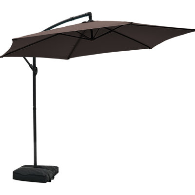 10ft Offset Hanging Market Patio Umbrella With Base
