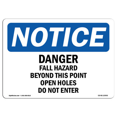 Danger Fall Hazard Beyond This Point Open Sign