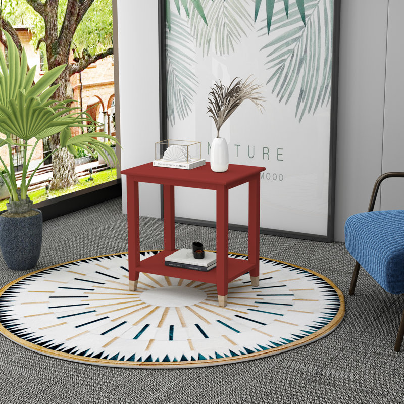 Table de bout avec rangement Hoppert, Rouge