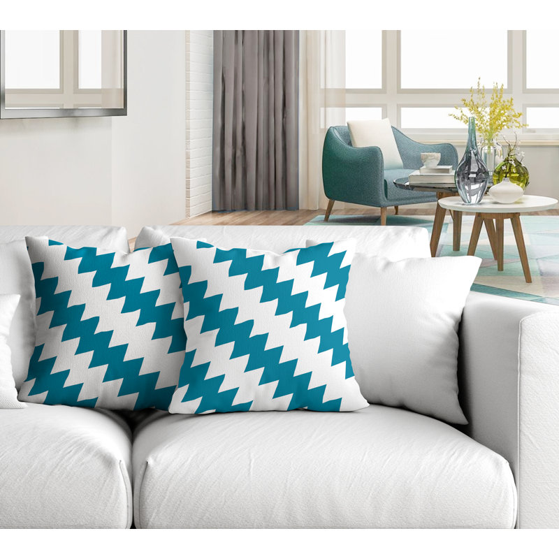 Coussin décoratif intérieur / extérieur, L 15 po x H 15 po, Turquoise