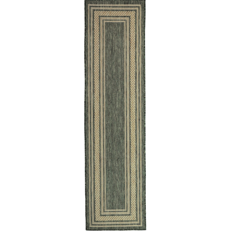 Horizon Indoor/Outdoor Modern Rug, Runner 2' x 6', Green