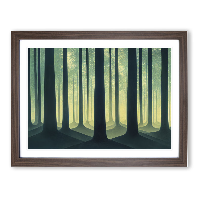 Luminous Forest - Single Picture Frame Print, 25cm H x 34cm W x 2cm D, Walnut